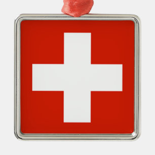 Flagga - Flagge - Fahne - Schweitz - Schweiz Julgransprydnad Metall