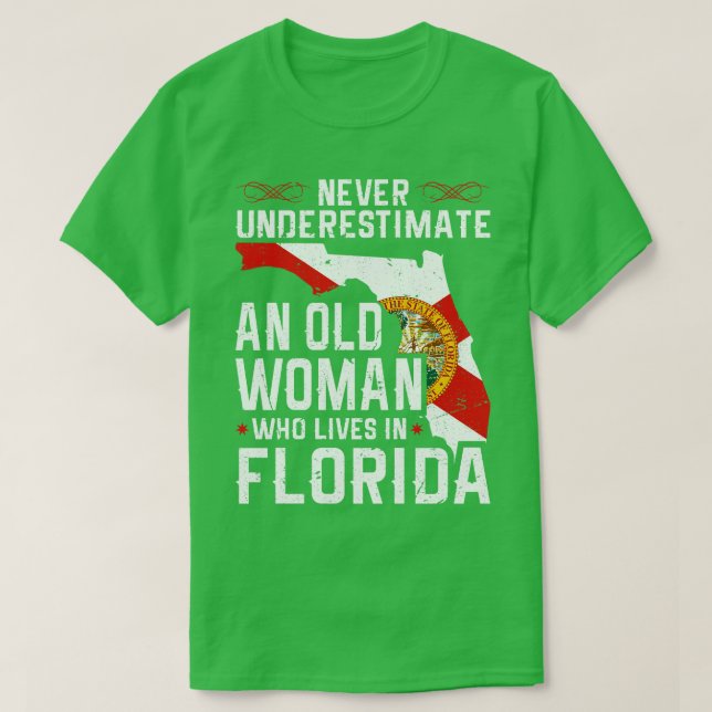 Flagga Florida Home Old Woman Flo Grown T Shirt (Design framsida)