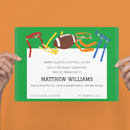 Flagga Football Award Certificate