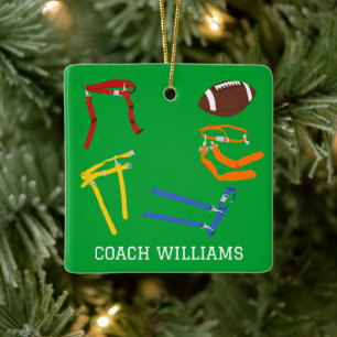 Flagga Football Coach Player Personlig Julgransprydnad Keramik