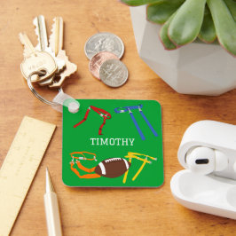 Flagga Football Coach Player Personlig Nyckelring