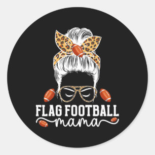 Flagga Football Mamma Messy Bun Flagga Football Pl Runt Klistermärke