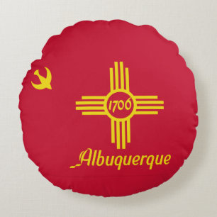 Flagga för Albuquerque, New Mexico Rund kudde