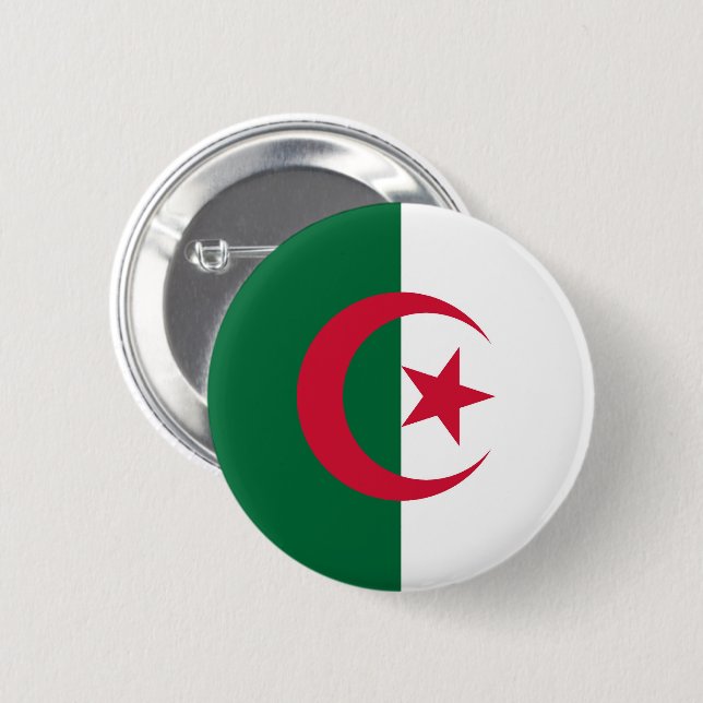 Flagga för Algeriet  Knapp (Framsida & baksida)