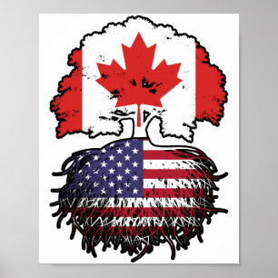 FLAGGA för amerikanska kanadensiska kanadensiska T Poster