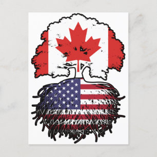 FLAGGA för amerikanska kanadensiska kanadensiska T Vykort