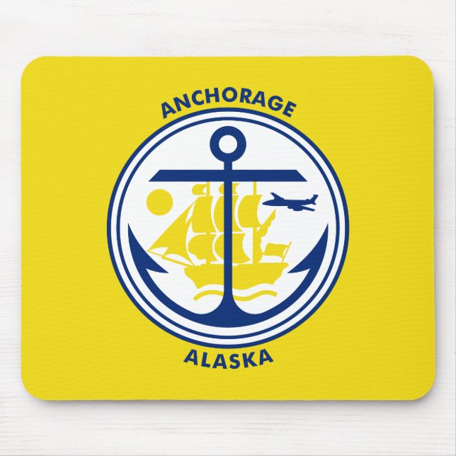 Flagga för Anchorage, Alaska Musdyna Musmatta (Framsidan)