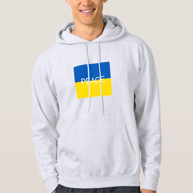 Flagga för anpassningsbar av fredsblå gult i Ukrai Hoodie (Framsida)