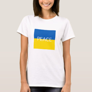 Flagga för anpassningsbar av fredsblå gult i Ukrai T Shirt