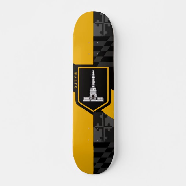Flagga för Baltimore, Maryland Mini Skateboard Bräda 18,5 Cm (Framsida)