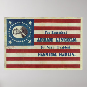 Flagga för baner för Abraham Lincoln Poster
