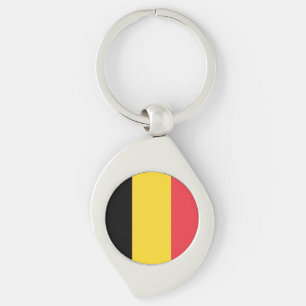 Flagga för Belgien Swirl Silverfärgad Nyckelring