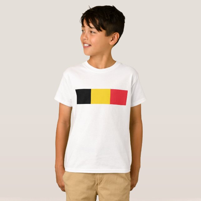 Flagga för Belgien T Shirt (Hel framsida)