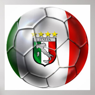 Flagga för boll för italienForza Azzurri Calcio Poster