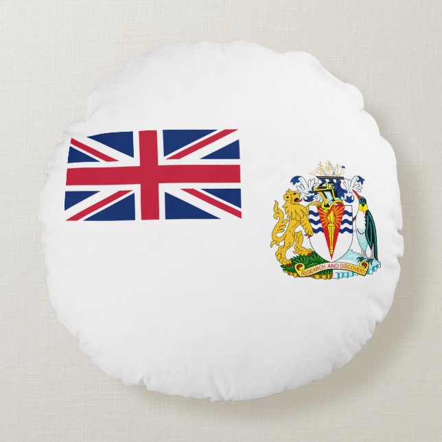 Flagga för Brittiska Antarktis Rund Kudde (Framsidan)