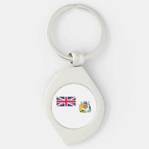Flagga för Brittiska Antarktis Swirl Silverfärgad Nyckelring