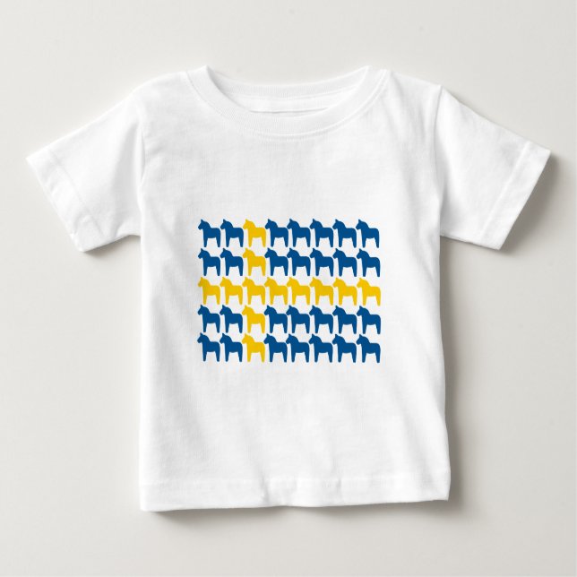 Flagga för Dala hästsverige T Shirt (Framsida)
