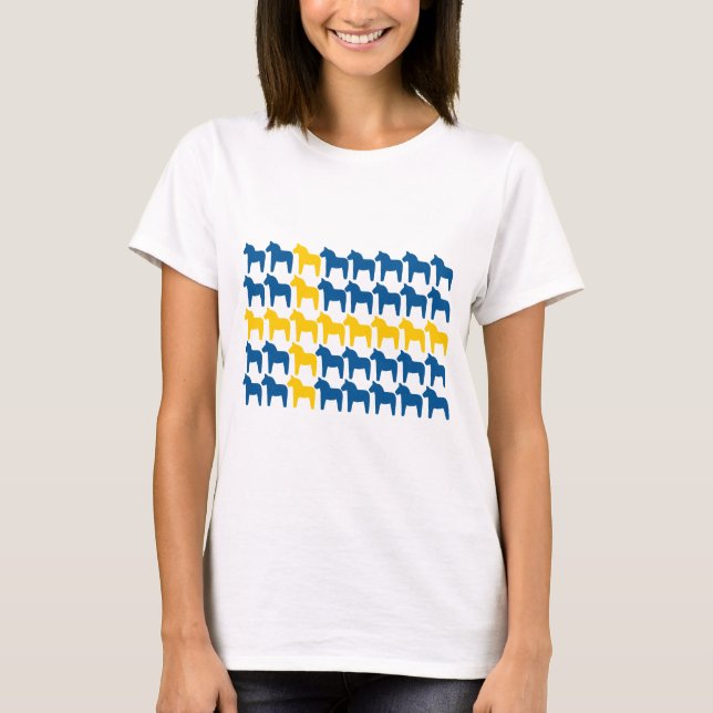 Flagga för Dala hästsverige Tee Shirt (Framsida)