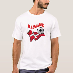 Flagga för Danmark fotbollfudbold av Danmark Tee Shirt