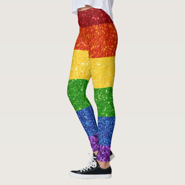 Flagga för det fullständiga Pridet om HBT Glitter Leggings (Vänster)
