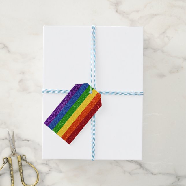 Flagga för det fullständiga Pridet om HBT Glitter Presentetikett (Med Snöre)