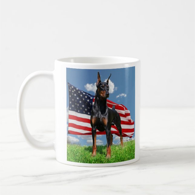Flagga för DobermanPinscherw & molnmugg Kaffemugg (Vänster)