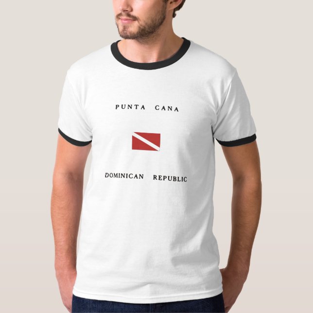 Flagga för dyk för Punta Cana Dominikanska T Shirt (Framsida)