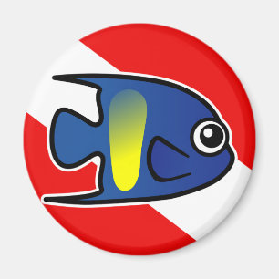 Flagga för dyk för tecknadYellowbar havsängel Magnet