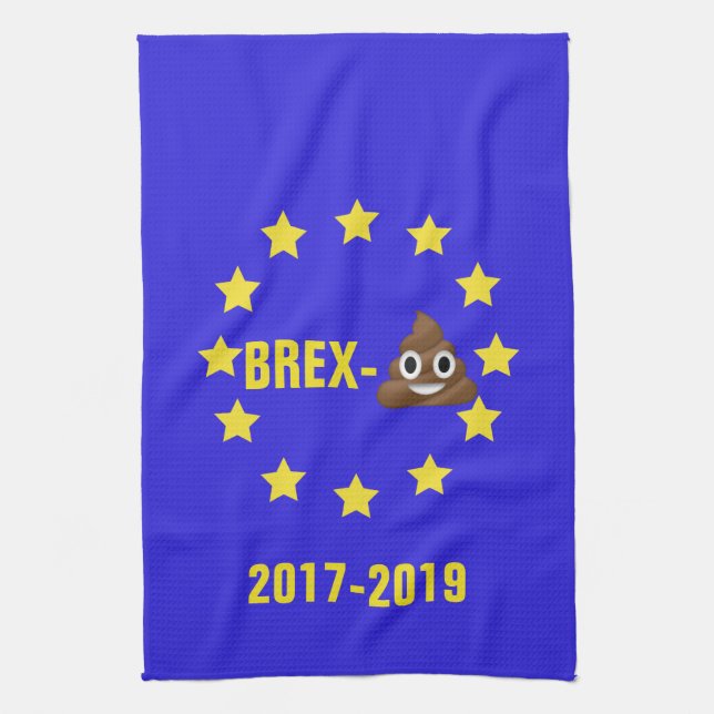 Flagga för EG Brex-💩2017-2019/Brexit Teahandduk Kökshandduk (Vertikal)