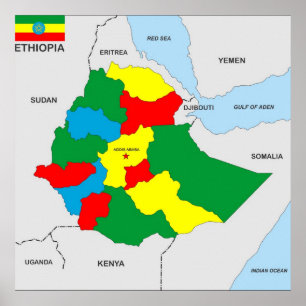 flagga för ethiopia landkarta poster