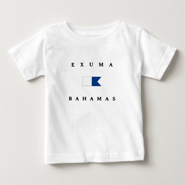 Flagga för Exuma Bahamas alfabetiskdyk T-shirt (Framsida)