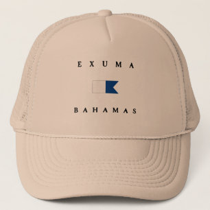 Flagga för Exuma Bahamas alfabetiskdyk Truckerkeps