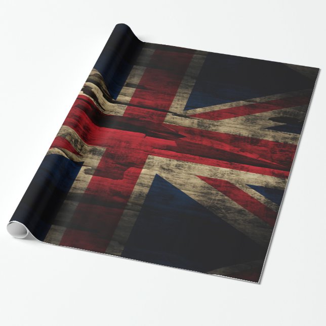 Flagga för facklig jack för Grunge brittisk Presentpapper (Utrullad)