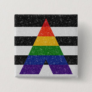 Flagga för Faux Glitter LGBT Ally Pride Knapp