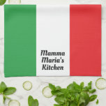 Flagga för fetstil i italienska Italien Kökshandduk<br><div class="desc">Den djärva italienska Flagga Apron. Anpassa det med kocken namn! Italienska köks- eller restauranger med Namn Kitchen Towel. En anpassad design för italienska kök, oavsett om det är på en restaurang eller i ditt hem, har den italienska Flagga färg (grönt, vitt och rött) med en textmall som anpassar sig efter...</div>