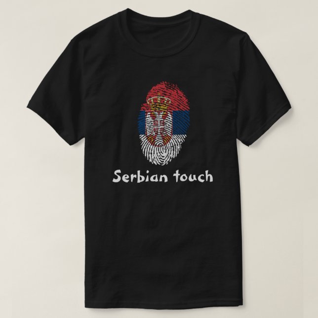Flagga för fingeravtryck av serbiska fingertryck t shirt (Design framsida)