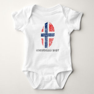 Flagga för fingeravtryck på norska t shirt