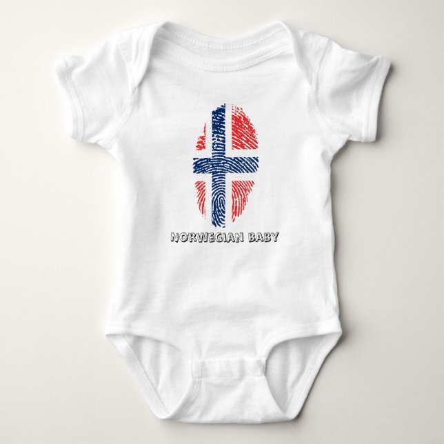 Flagga för fingeravtryck på norska t shirt (Framsida)