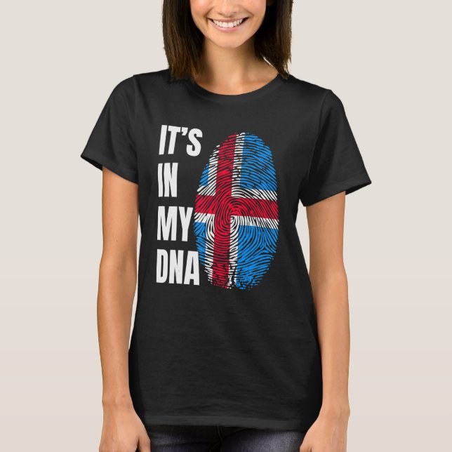 Flagga för fingeravtrycksDNA-biometri, Island T Shirt (Framsida)