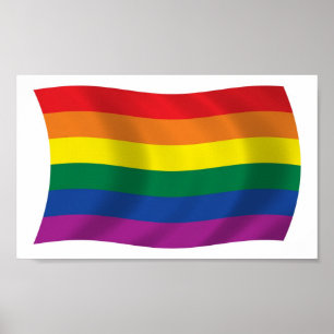 Flagga för flyttning av gay pride Poster Skriv ut