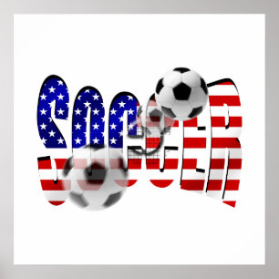 Flagga för fotbolllogotypforen av USA målet Poster