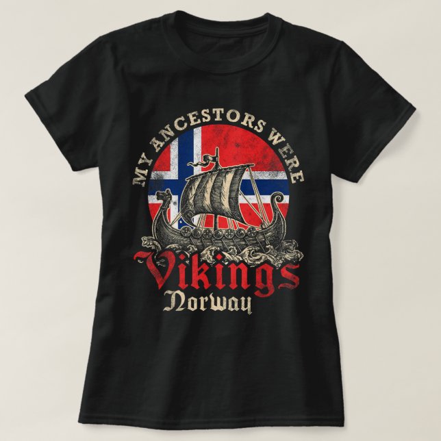 Flagga för Frakten Visa Norge T Shirt (Design framsida)