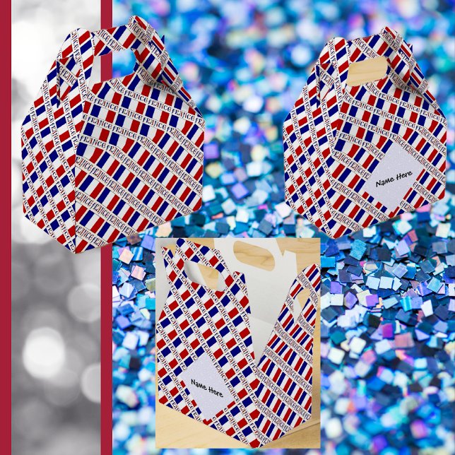 Flagga för frankrike och Fransk med ditt namn Presentaskar (Skapare uppladdad)