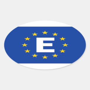 Flagga för FYRA Spanien "e-. - Europeiska union Ovalt Klistermärke