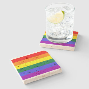 Flagga för Gay Lesbisk LGBT Rainbow Pride Underlägg Sten