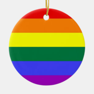 Flagga för gay pridehorisontalpubregnbåge julgransprydnad keramik