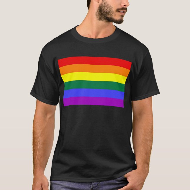 Flagga för gay pridehorisontalpubregnbåge t-shirt (Framsida)