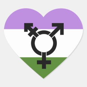 Flagga för genderborre Pride Hjärtformat Klistermärke
