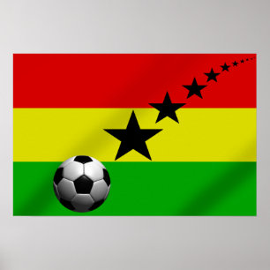 Flagga för Ghana svart stjärnafotboll Poster