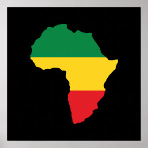 Flagga för grönt, Guld och röd Afrika Poster